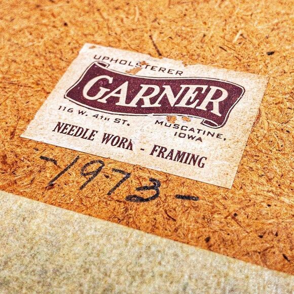 VTG Framed Little Blonde Girl Needlepoint Square Wall Decor Garner Muscatine, IA - Picture 8 of 11